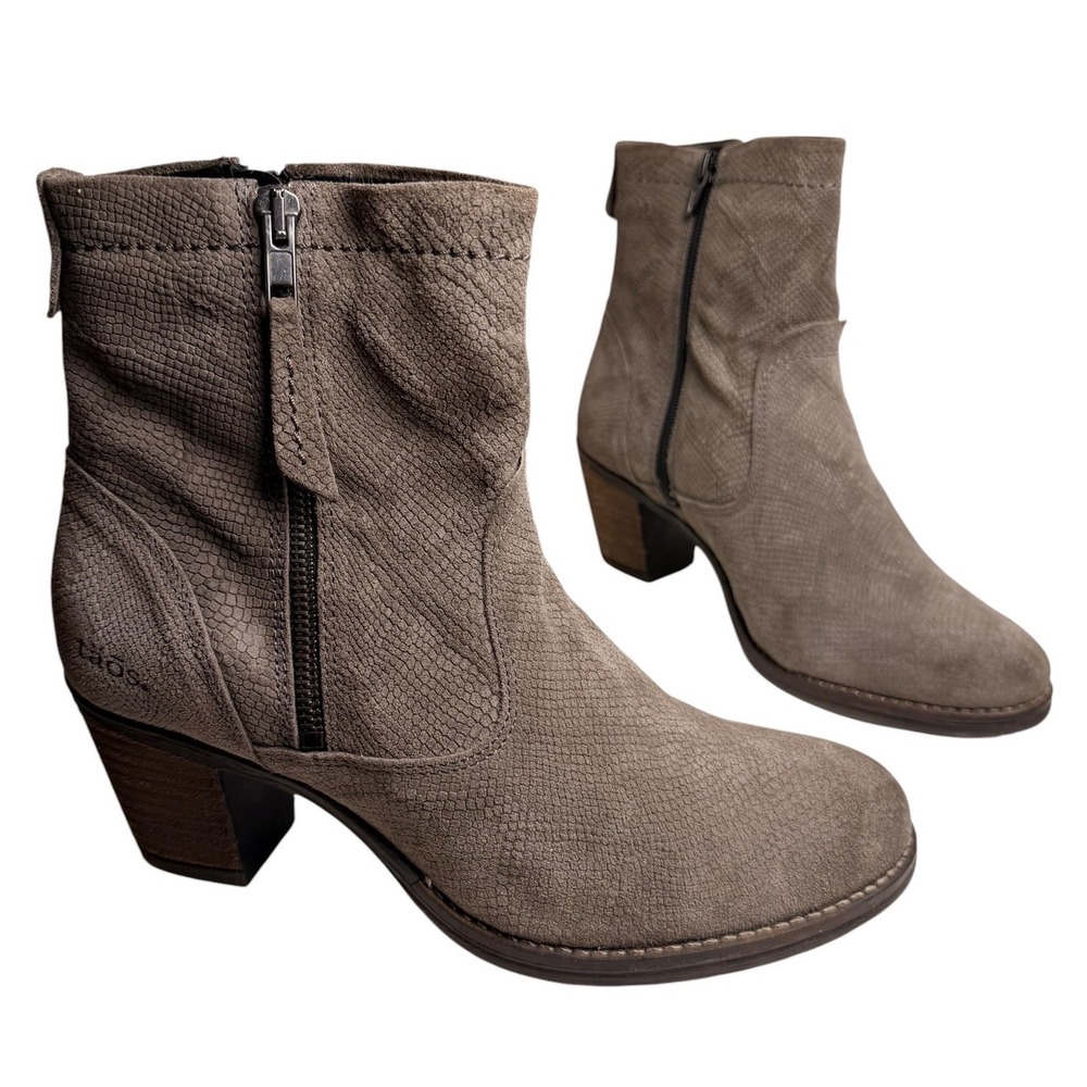Taos Standout Taupe Reptile Embossed Suede Ankle Boots Womens EU 39